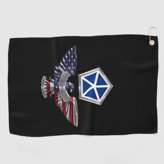 V Armored Corps Gepersonaliseerd Eagle Golfhanddoek (Horizontaal)