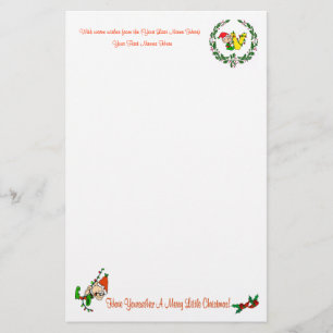 V - CHRISTMAS ELF MONOGRAM STATIONERY BRIEFPAPIER