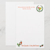 V - CHRISTMAS ELF MONOGRAM STATIONERY BRIEFPAPIER (Voorkant / Achterkant)