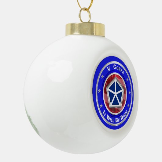 V Corps-kerstkeepomwille Keramische Bal Ornament (Links)