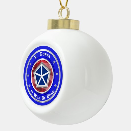 V Corps-kerstkeepomwille Keramische Bal Ornament (Rechts)