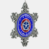 V Corps-kerstkeepomwille Tin Sneeuwvlok Ornament (Links)