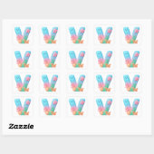 "V" Cute Letter - Underwater Sea Creature  Vierkante Sticker (Vel)