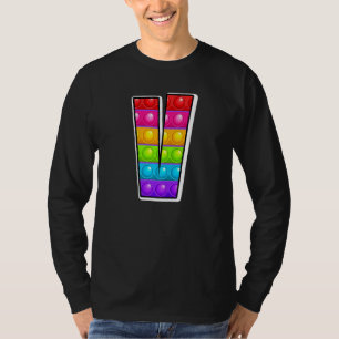 V Cutest Capital Letter v Alphabet Funny Poppin Ki T-shirt