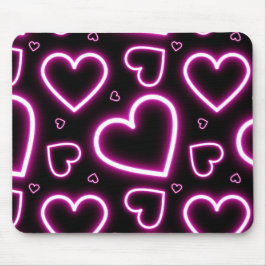 V-Day Pink Neon Hearts Muismat