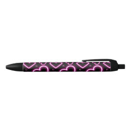 V-Day Pink Neon Hearts Zwarte Inkt Pen