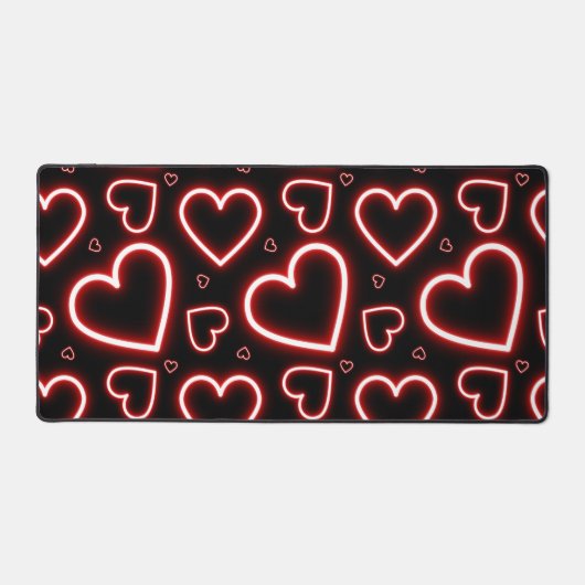 V-Day Red Neon Hearts Bureaumat (Voorkant)