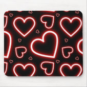 V-Day Red Neon Hearts Muismat (Voorkant)