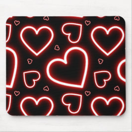 V-Day Red Neon Hearts Muismat
