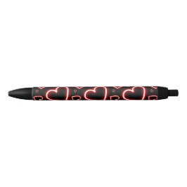V-Day Red Neon Hearts Zwarte Inkt Pen
