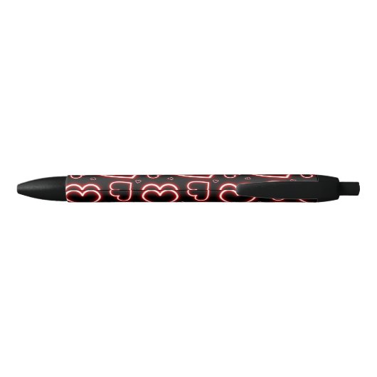 V-Day Red Neon Hearts Zwarte Inkt Pen (Achterkant)