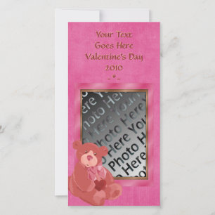 V-Day Teddy Bear-fotokaart Feestdagenkaart