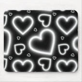 V-Day White Neon Hearts Muismat (Voorkant)