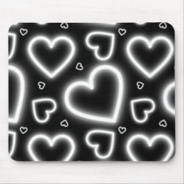 V-Day White Neon Hearts Muismat