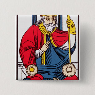 V De paus, Tarot-kaart Vierkante Button 5,1 Cm