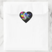 "V" Diamond Bling on Rainbow Swirl Heart Sticker (Tas)