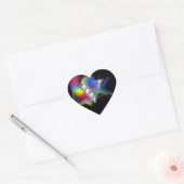 "V" Diamond Bling on Rainbow Swirl Heart Sticker (Envelop)