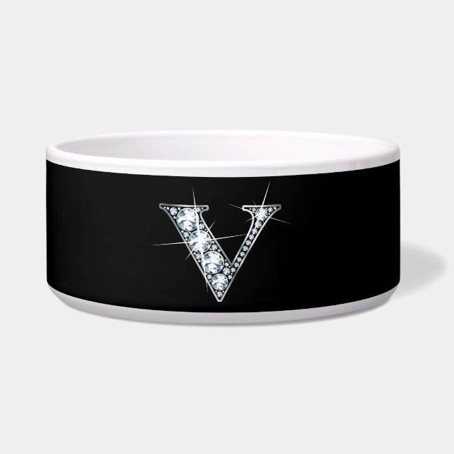V "Diamond Bling" Pet Bowl Voerbakje (Voorkant)