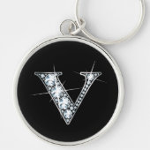 "V" Diamond Bling Sleutelhanger (Voorkant)