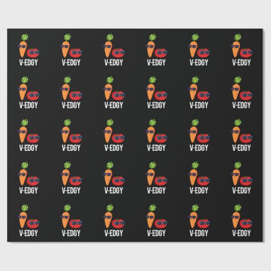 V-Edgy Funny Veggie Pun Dark BG Cadeaupapier (Vlak)
