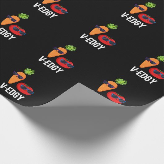 V-Edgy Funny Veggie Pun Dark BG Cadeaupapier (Hoek)