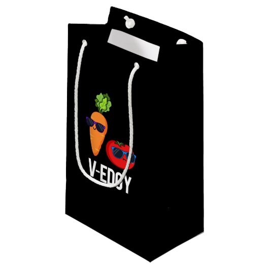 V-Edgy Funny Veggie Pun Dark BG Klein Cadeauzakje (Voorkant Gekanteld)
