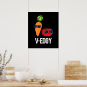 V-Edgy Funny Veggie Pun Dark BG Poster (Keuken)
