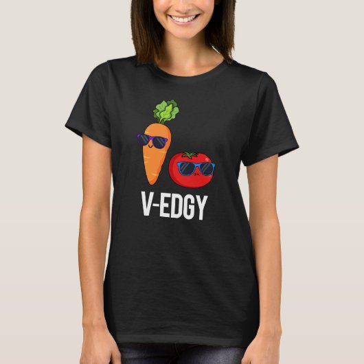V-Edgy Funny Veggie Pun Dark BG T-shirt (Voorkant)
