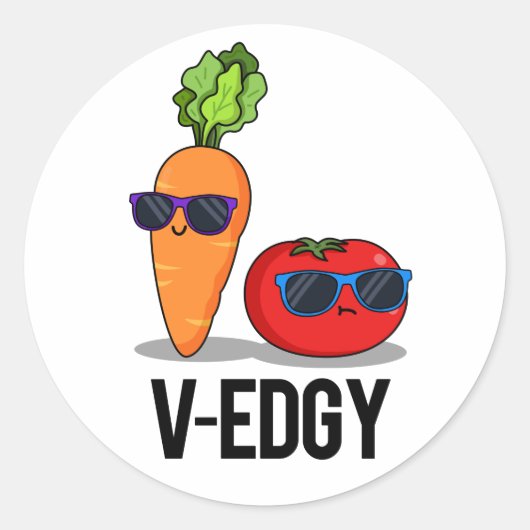 V-Edgy Funny Veggie Pun Ronde Sticker (Voorkant)