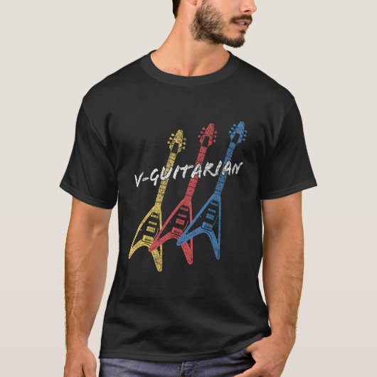 V-Gitaar Stacked Flying V Gitarist T-shirt (Voorkant)