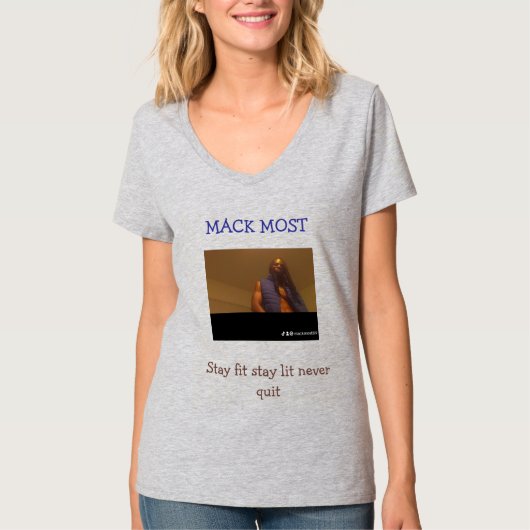 V-hals T-shirt (licht staal) (Voorkant)