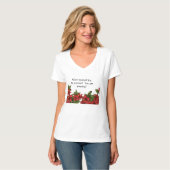 V-hals t-shirt met hibiscus ontwerp (Voorkant volledig)