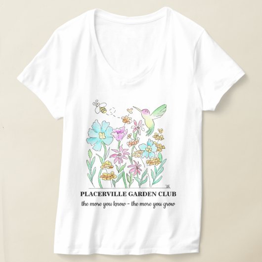 V-hals T-shirt met tuinen ontwerp (Laagn)