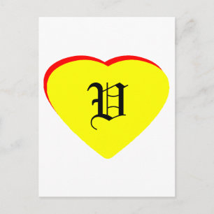 "V" Hart Geel Rood Bruiloftsuitnodiging Het MUSEUM Uitnodiging Briefkaart