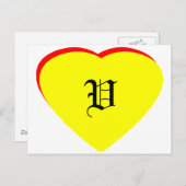 "V" Hart Geel Rood Bruiloftsuitnodiging Het MUSEUM Uitnodiging Briefkaart (Voorkant / Achterkant)