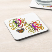 V houdt van K op Wit Onderzetter met hart (Linkerzijde)