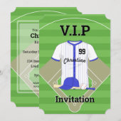 V.I.P Baseball Birthday blue Kaart (Voorkant / Achterkant)