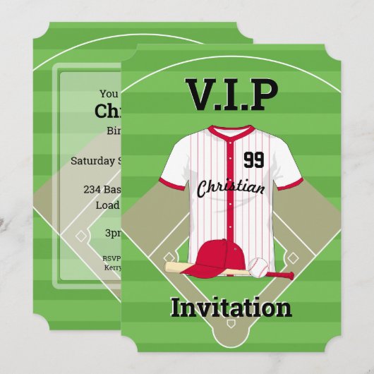 V.I.P Baseball Verjaardag Kaart (Voorkant / Achterkant)