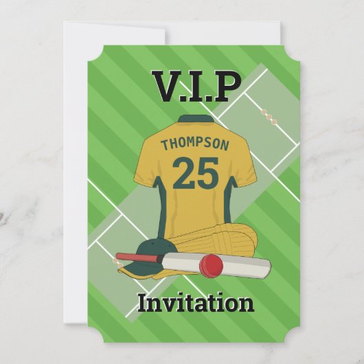 V.I.P Cricket (GGR) Birthday Party Kaart (Voorkant)