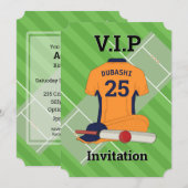 V.I.P. Cricket (oranje) Birthday Party Kaart (Voorkant / Achterkant)