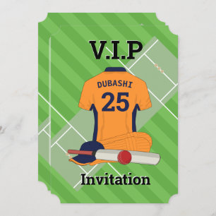 V.I.P. Cricket (oranje) Birthday Party Kaart