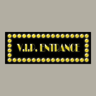 V.I.P. Entrance Sign Hollywood Lights Poster