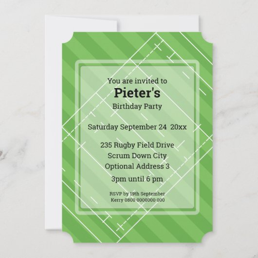 V.I.P Rugby (DGY) Verjaardagsfeest Kaart (Achterkant)