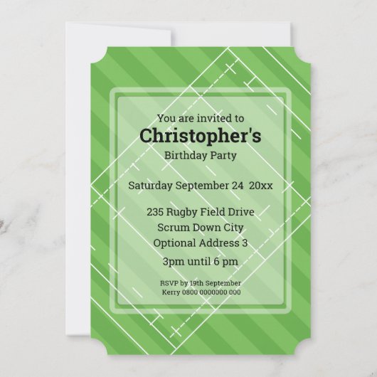 V.I.P Rugby (RED) Verjaardagsfeest Kaart (Achterkant)