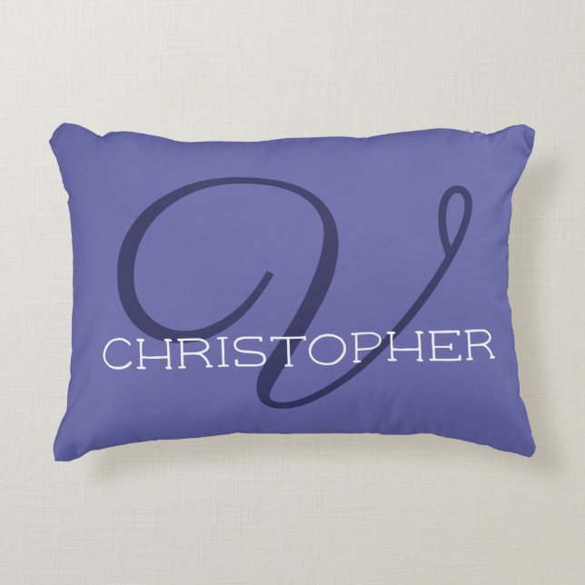 V Initiaal Calligrafie Naam Monogramma Accent Kussen (Voorkant)