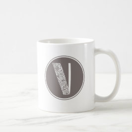 V Initiaal Floral Monogram Koffiemok