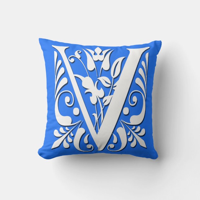 V Initiaal Monogram - Kussen (Voorkant)