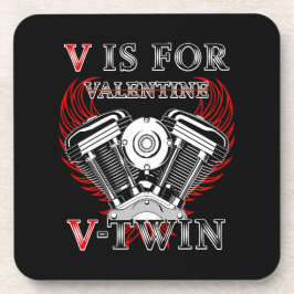 V is for Valentine, V-Twin Motorcycle. Biker Bier Onderzetter