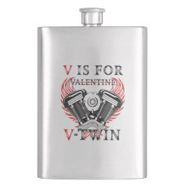 V is for Valentine, V-Twin Motorcycle. Biker Flacon