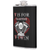 V is for Valentine, V-Twin Motorcycle. Biker Heupfles (Links)